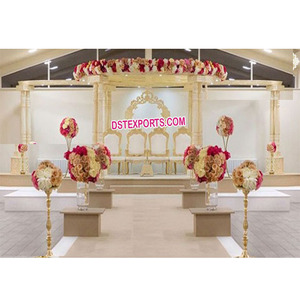 <b>Wedding</b> Double Pillars Fiber Mandap Decor Traditional <b>Wedding</b> Twin Pillar Fiber Mandap Exclusive <b>Wedding</b> Pillar Mandap Australia - Product Image 1