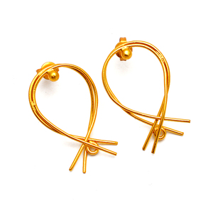 Pendientes de textura chapados en oro, pendientes raros de Plata de Ley 925, pendientes de moda para aniversario de boda para mujer. - Product Image 4
