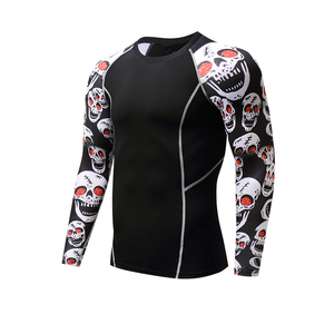 Vente en gros Imprimé Polyester Spandex BJJ Rash Guards Chemises de compression sublimées à vendre - Product Image 3