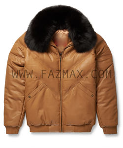 Blouson unisexe en cuir, v-bomber, d'extérieur, pour homme et femme, - Product Image 5