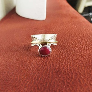 Ruby Gemme Deux Tone Anneau 100% 925 Sterling Argent De Luxe de Haute Qualité En Gros Prix À La Mode Et à la mode Ruby Anneau - Product Image 4