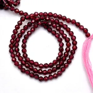 3mm Genuine High Quality Rhodolite Garnet Micro Faceted Round Gemstone Beads For Jewelry Making