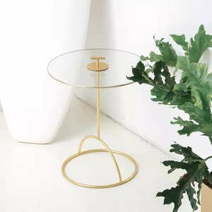 Mesa de centro decorativa de Metal con diseño de hojas, espejo superior - Product Image 1