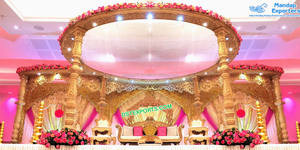 Élégant en bois Vintage mariage Mandap indien mariage événement Aashiqui Mandap concepteur Lotus pilier en bois mariage Mandap - Product Image 3