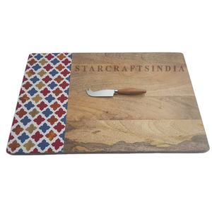 Tabla de cortar madera de tamaño Natural personalizada, con mango de Metal, tabla para picar Acacia, disponible - Product Image 1