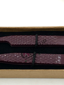 แหนบต่อขนตาตรงเรียวยาว90องศาเคลือบผงสีไวน์เครื่องมือความงามด้ามจับเพชรเงิน - Product Image 2