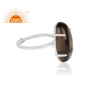 Bague en argent Sterling 925 pour filles, Quartz fumé naturel, bijoux de styliste, cadeau - Product Image 2