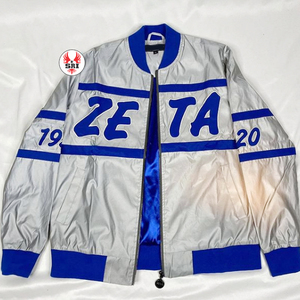 Zpb แจ็คเก็ตสะท้อนแสงแจ็คเก็ตสีดำ100% โพลีเอสเตอร์ Zeta phi Beta ปักโลโก้ทีมด้านหน้าเครื่องแต่งกายกรีกทันสมัย - Product Image 2
