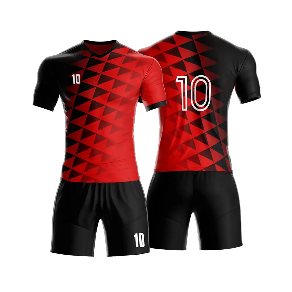Red and Black Design Sublimated Soccer Uniform jersey and short High Quality soccer kit / Custom design logo and size