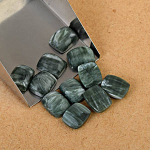 Pierre précieuse séraphinite rectangulaire naturelle 5X3mm Cabochon en vrac coupé naturel fait à la main en forme de rectangle fabrication de bijoux en pierre - Product Image 3