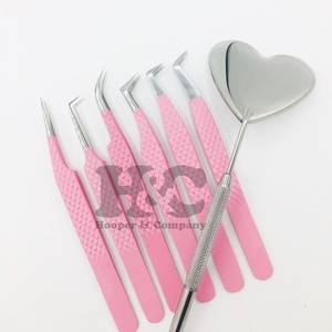 แหนบขนตาสีชมพูแบบใหม่แหนบต่อขนตาปลอมแบบยั่งยืนแหนบแบบหัวใจพร้อมกระจกติดขนตา - Product Image 2