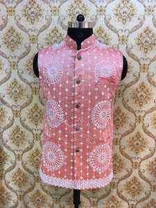 Ensemble en soie miroir brodé pour hommes, nouvel ensemble élégant avec fond en soie, chudidar avec coty travail laknavi - Product Image 5