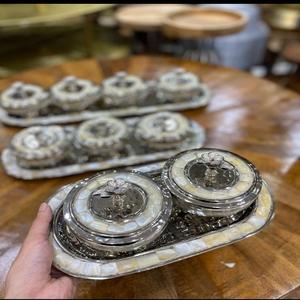 Modern Serving <b>Bowl</b> <b>Set</b> of 2 for Kitchenware Hotel Restaurant Dining ware decorative Unique design Metal Silver Color Dinnerware - Product Image 5