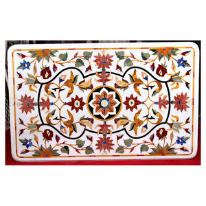 Mesa de comedor Rectangular con incrustaciones de mármol, hermoso hogar - Product Image 1