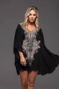 Chemisier femme coupe ample, surdimensionné, coupe ample, embellissement cristal lourd, haut de travail, tenue de fête - Product Image 4