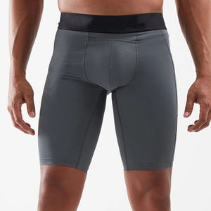 Pantalones cortos de gimnasio de cintura alta para hombre en stock al por mayor, diseño de moda, estampado de poliéster completo, patrón sólido, bolsillo impermeable transpirable - Product Image 2