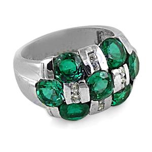 Diseño elegante 925 Anillo de plata esterlina sólida Verde y blanco Circón cúbico Piedra preciosa Hefty Chunky Artículo de joyería para ella - Product Image 3