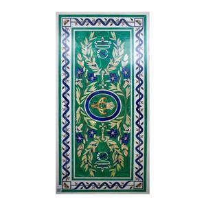 Mesa de comedor con incrustaciones rectangulares de mármol blanco, venta al por mayor - Product Image 1