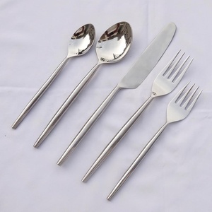 Hotel Supplies Stainless Steel Silver <b>Mirror</b> Polished Cutlery Set With Round <b>Plain</b> Tapper Handle Flatware Elegant Flatware - Product Image 6
