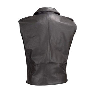 Gilet utilitaire personnalisé pour hommes, gilet de moto en cuir avec plusieurs poches, à la mode, de haute qualité, vente en gros, - Product Image 2
