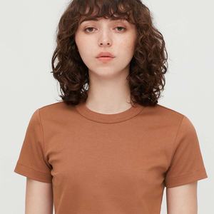 Camiseta Básica Casual de Manga Corta para Mujer, Elástica, Lisa, 100% Algodón Jersey, para Primavera/Verano - Product Image 4