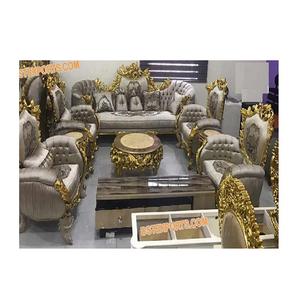 Ensemble de canapés en bois sculpté doré lourd pour la maison, meubles de salon de qualité supérieure, style italien, ensemble de canapés sculptés à la main, vente d'usine aux États-Unis - Product Image 1