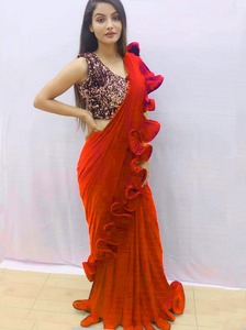 Nouveau Dernier Moderne Saisonnable Porter Satin Soie Saree Avec Contras Blouse Pièce Indien Femmes Porter Sari Bas Prix En Gros Surat - Product Image 4