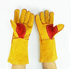 Gants à souder/résistant au feu, 1 paire, nouveau Design, jaune, de qualité AB, faible quantité minimale de commande/OEM, en cuir robuste, pour le travail de Construction - Product Image 2