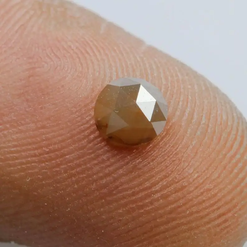 الملح والفلفل الماس 0.59 Ct ، 4.80 مللي متر ، الطبيعية فضفاض ضبابي براون اللون وردة مستديرة قطع الأوجه الماس
