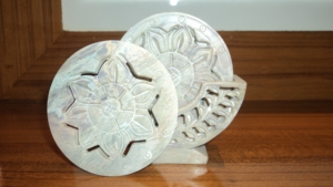 Modern Design COASTER Set of Four Round Stone Perforated Coasters for Home <b>Bar</b> or Hotel Use New Design by Coaster - Product Image 2