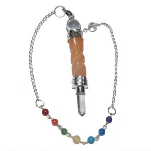 Aventurine jaune spirale sept Chakra 6 facettes pendule cristal pendule 7 Chakra pierres précieuses pendule pour la vente en gros - Product Image 1