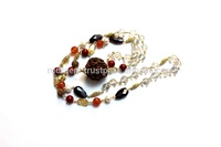 Collar Mala de Plata de Ley 925 Chapado en Oro con Cuentas de Citrino Estilo Bohemio para Mujer, Regalo de Cristal Curativo para Yoga y Ocasiones Festivas
