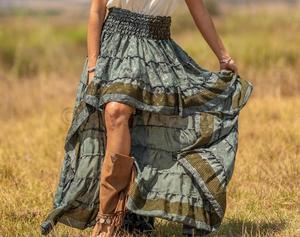 OEM ที่กำหนดเองพิมพ์สูงเอวกระโปรง Bohemian Beach สุภาพสตรีกระโปรงยาว - Product Image 2