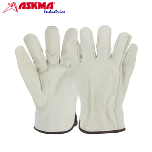 Guante de conductor de cuero de vaca de primera calidad, blanco y amarillo, piel de cabra, piel de oveja, piel de búfalo, pulgar recto, pulgar Keystone - Product Image 5