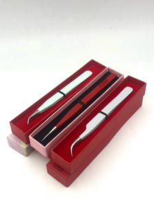 Vente en gros 45 degrés de revêtement en poudre de couleur différente pince à épiler d'extension de cils droite mince outils de beauté incurvés en acier inoxydable - Product Image 4