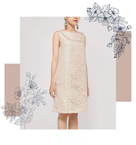 Robe tunique en taffetas brodé vintage pour femmes, sans manches, longueur genoux, décontractée, blanche, OEM/ODM, motif floral tissé, Vietnam, automne - Product Image 2