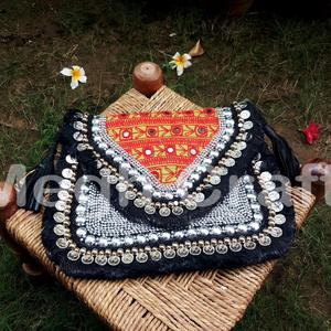 Handmade Bohemian Banjara <b>Clutch</b> Purse Fashion Style Patchwork Design Beaded Mirror Embroidery <b>Pearl</b> Sequined Cover Closure - Product Image 1