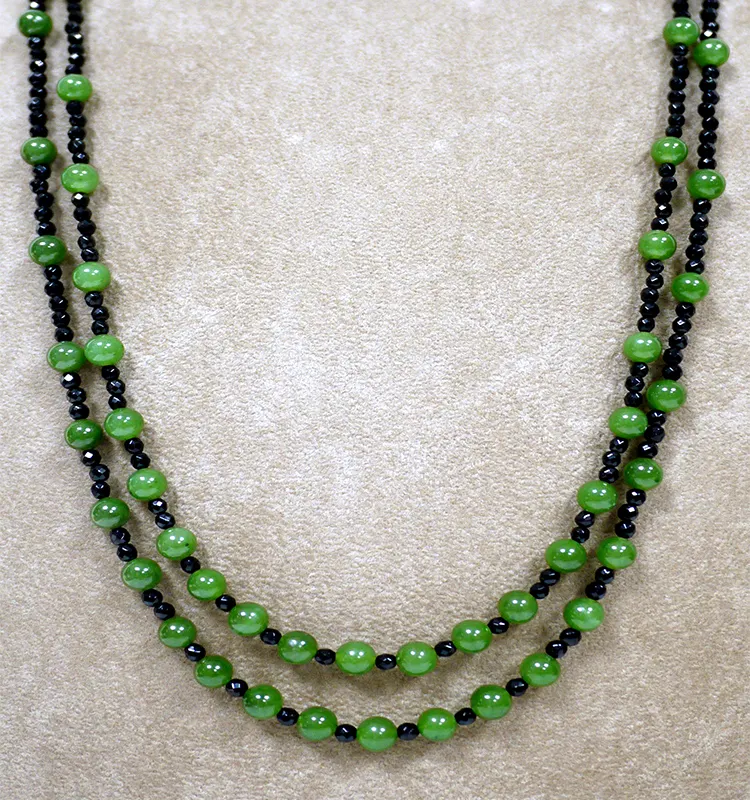 wholesale jewelry black and green beads Women's Gender Natural Green Jade Necklace