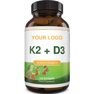 Fast lead time vitamina D3 5000 IU con K2 100 mcg Bone Brain Formula Softgels D3 + k2 formula personalizzata