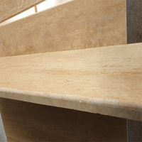 Nouveauté 2026 : Marches et Contremarches d'Escalier en Travertin Beige de Qualité Supérieure, Tailles Sur Mesure, Carreaux en Pierre Naturelle Polie pour Décoration de Villa