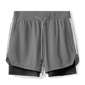 Meilleure vente Short de sport solide personnalisé basket-ball hommes 2 1 entraînement Jogging léger entraînement poches de gymnastique séchage rapide - Product Image 5