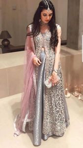 Robe longue au sol très élégante @ 2022, broderie brodée avec perles de verre de cristal, dbka, travail pour vêtements de fête, mariage - Product Image 2