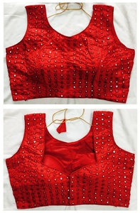 Blusa de Uso Diario con Espejo y Trabajo Manual para Mujer, Blusa Étnica India - Product Image 4