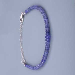 92.5 argent Sterling naturel bleu Tanzanite facettes Rondelle perles à la main Style religieux Bracelet mignon cadeau pour les femmes - Product Image 4