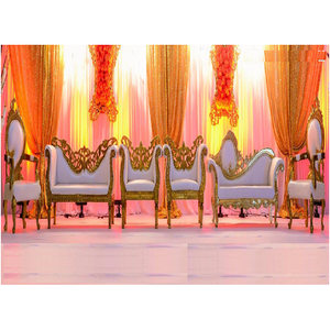 Meubles de mariage en or blanc à vendre ensembles de canapés de style maharaja royal canapé doré chaise royale en bois de teck indien prix d'usine DST - Product Image 1
