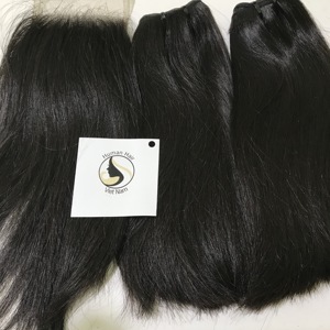 Barato virginal brasileño cutícula alineada 4x4 de cierre de encaje con 2 paquetes de Vietnam paquetes de pelo con cierre de cabello humano recto - Product Image 5
