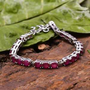 ทับทิมสีชมพูธรรมชาติชุบทอง92.5สเตอร์ลิงกำไลข้อมืออัญมณีเหลี่ยมเพชรพลอยรูปไข่ขายส่ง - Product Image 3