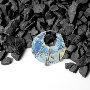Colgante envuelto en alambre, Luna curativa, opalita - Product Image 1