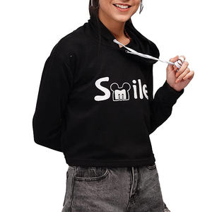 Whole Sale Fashion Style Slim Fit Neck Custom Casual <b>Tops</b> <b>Black</b> Full Sleeves Custom <b>Crop</b> <b>Top</b> - Product Image 4