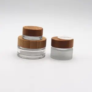 Ensemble d'emballages cosmétiques vides en verre, 10 pièces, pot à crème glacée avec bouteille en verre de bambou pour lotion tonique essentielle